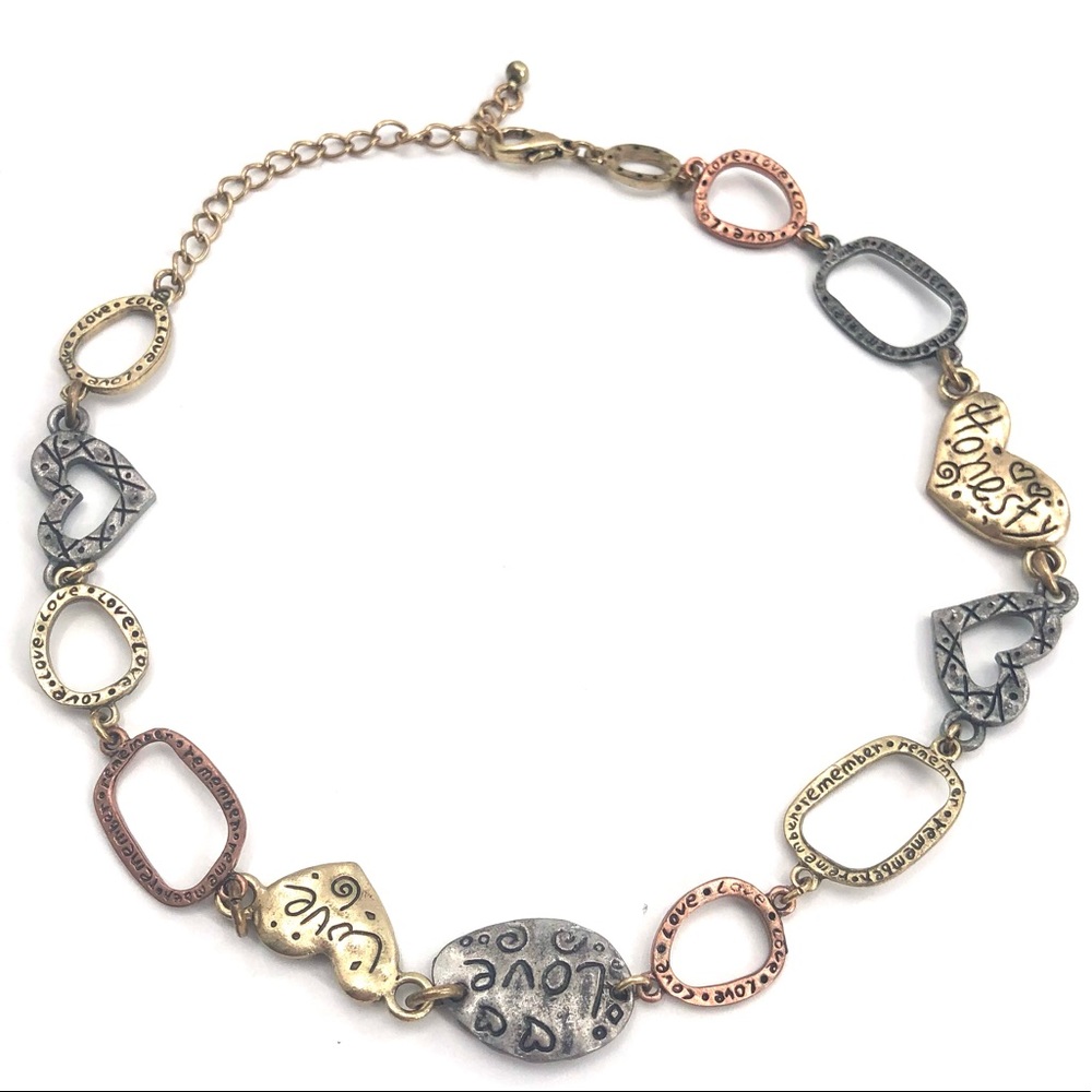 Honestly Love & Remembrance Gold Silver Bronze Inspirational Necklace